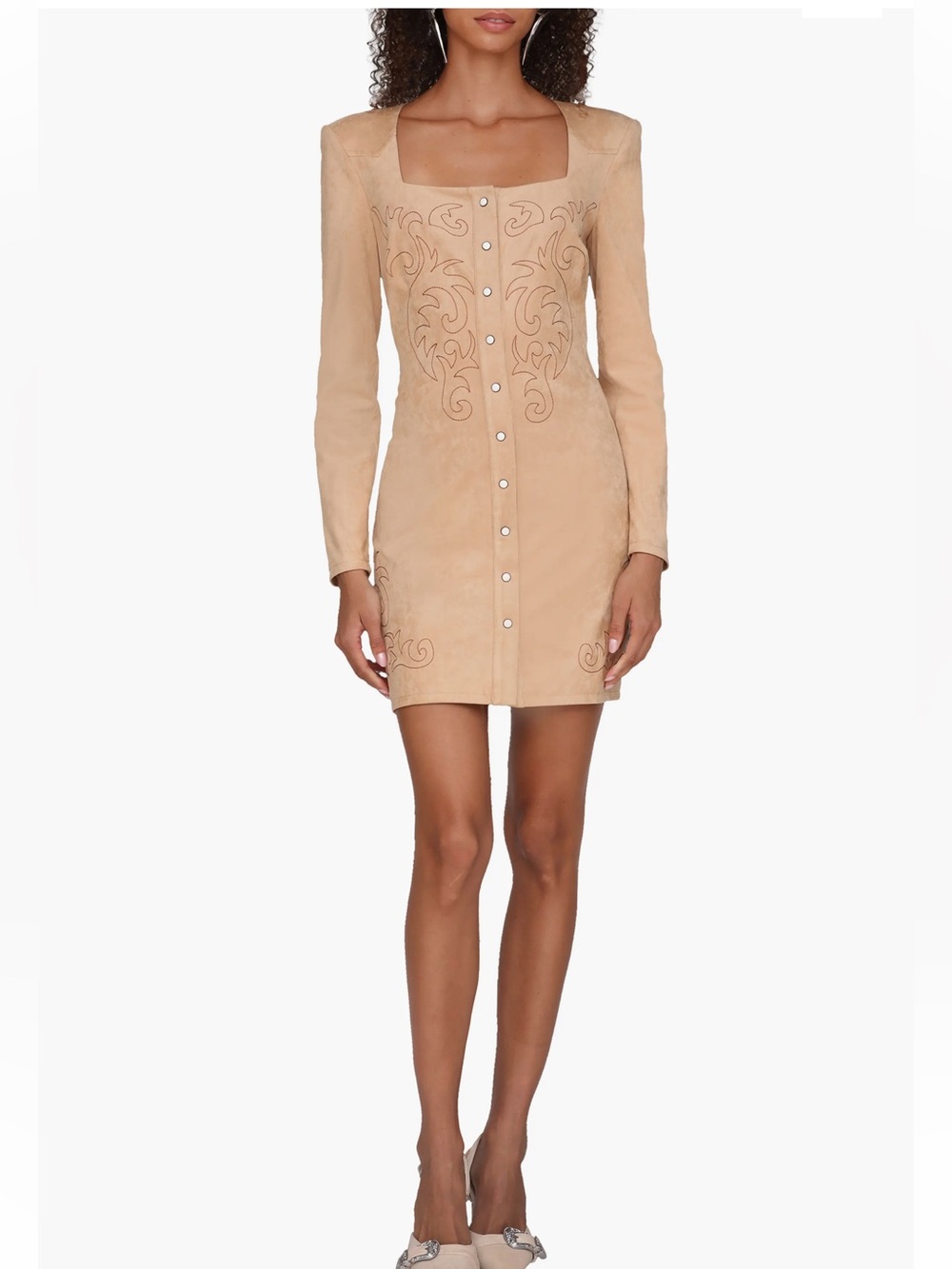 Avec Les Filles Faux Suede Western Embroidered Mini Dress Size 10 NWOT